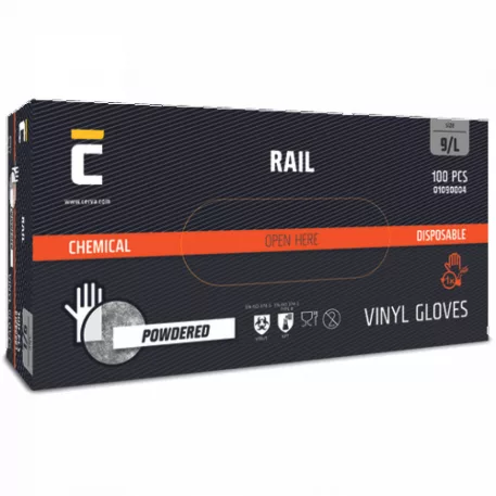 Rail PVC Púderezett Egyszerhasználatos Kesztyű 9