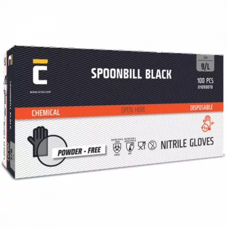 SPOONBILL BLACK nitril púdermentes (fekete 8)