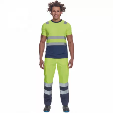 Monzon Hi-Vis Rövid Ujjú Póló Sárga/Navy S
