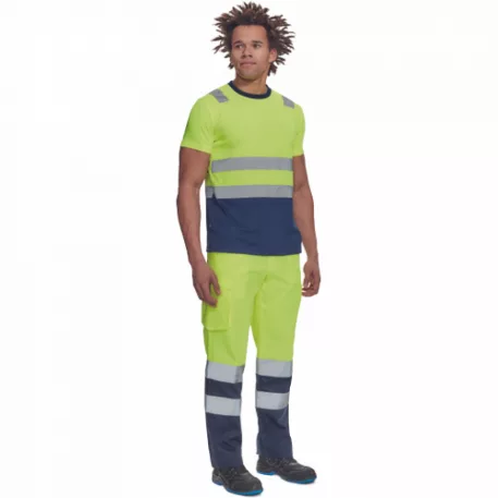 Monzon Hi-Vis Rövid Ujjú Póló Sárga/Navy M