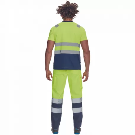 Monzon Hi-Vis Rövid Ujjú Póló Sárga/Navy L