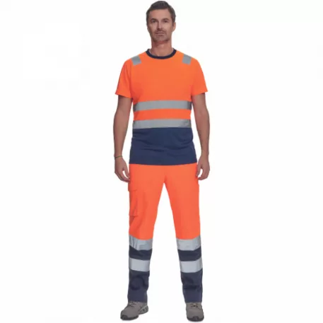 Monzon Hi-Vis Rövid Ujjú Póló Narancs/Navy L