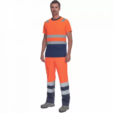 Monzon Hi-Vis Rövid Ujjú Póló Narancs/Navy L