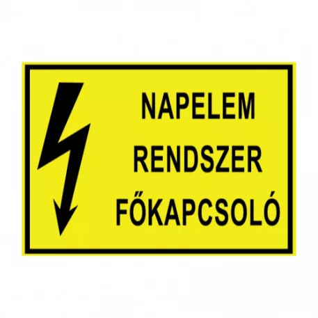 Napelem erőmű Főkapcsoló tábla - öntapadó, 150*100 mm