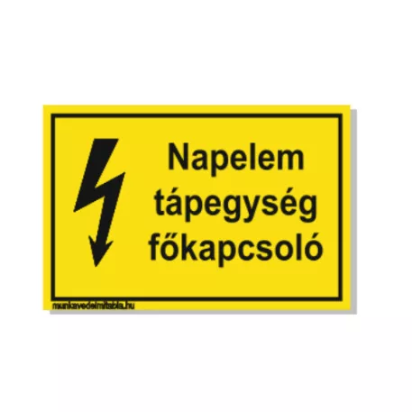 Napelem tápegység főkapcsoló! - öntapadó, 160*240 mm