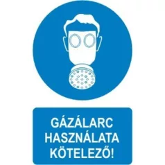 Gázálarc használata kötelező! - öntapadó, 160*240 mm