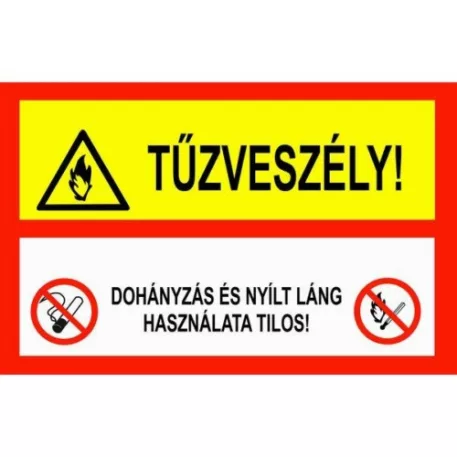 Tűzveszély - öntapadó, 160*240 mm