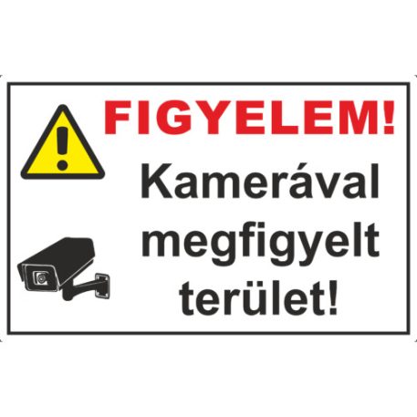 Figyelem! Kamerával megfigyelt terület! - öntapadó, 160*240 mm