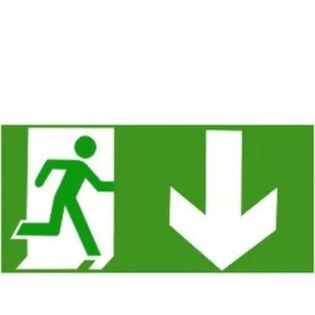 Menekülési út jobbra le - öntapadó, 200*100 mm