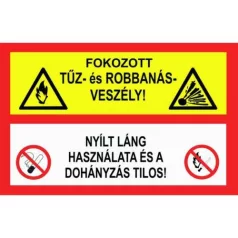 Fokozott tűz és robbanásveszély - öntapadó, 297*210 mm