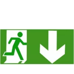 Menekülési út jobbra le - öntapadó, 300*150 mm