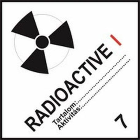 Radioaktív anyagok I fehér kat. - öntapadó, 300*300 mm