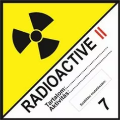 Radioaktív anyagok II sárga kat. - öntapadó, 300*300 mm