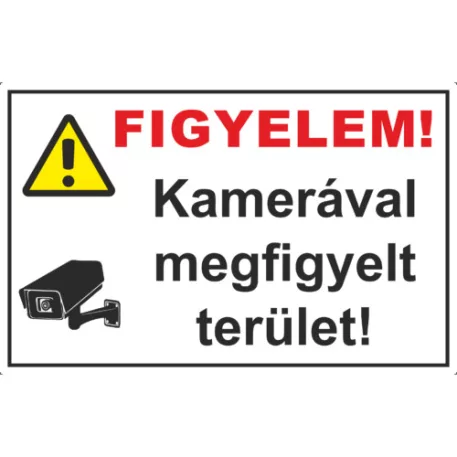 Figyelem! Kamerával megfigyelt terület! - öntapadó, 600*400 mm