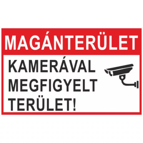 Magánterület! Kamerával megfigyelt terület! - öntapadó, 600*400 mm