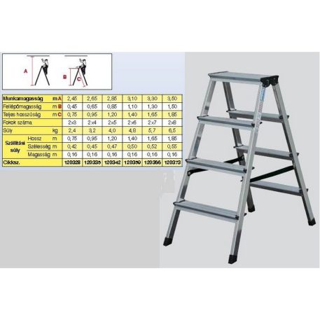 Létra Alu Krause Zsámoly 2x4 Fokos