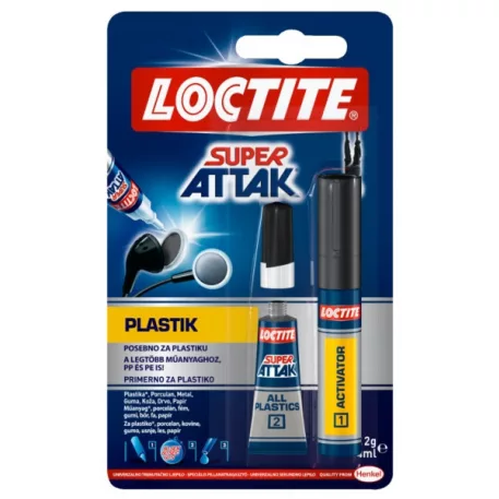 Pillanatragasztó Super Attak Plastik 2 gr + 4 ml 758943