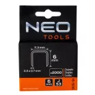 Tűzőkapocs Neo 16-506  6 mm 2000 db J Tip.
