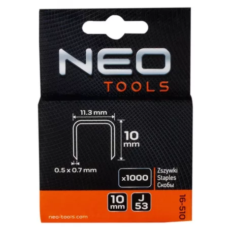 Tűzőkapocs Neo 16-510 10 mm 1000 db J Tip.
