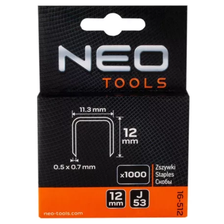 Tűzőkapocs Neo 16-512 12 mm 1000 db J Tip.