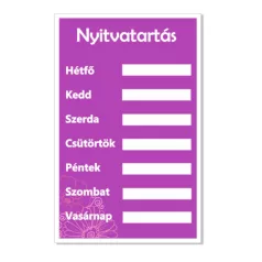 Nyitva tartás - műanyag, 160*240 mm