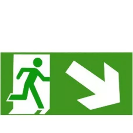 Menekül lépcsőn jobbra le - műanyag, 300*150 mm