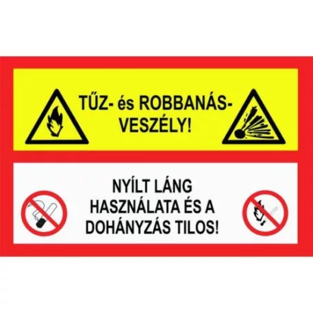 Tűz és robbanásveszély - műanyag, 300*450 mm