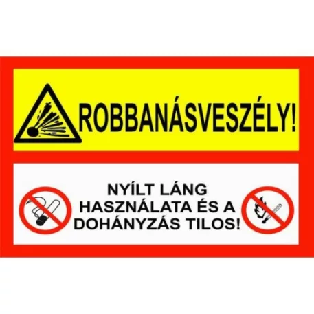 Robbanásveszély - műanyag, 300*450 mm
