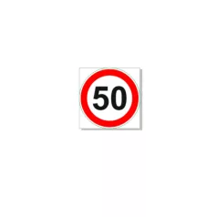 Sebességkorlátozó tábla, 50 km/h! - műanyag, 450*450 mm