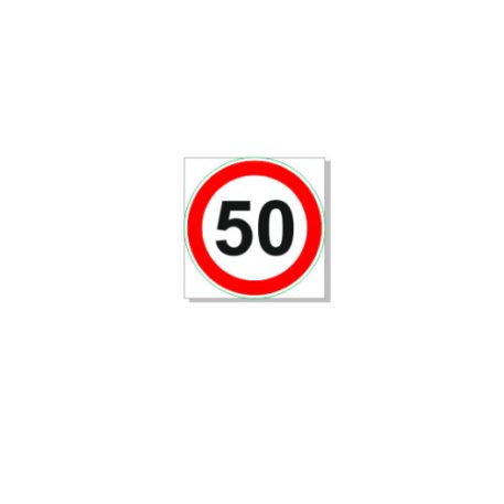 Sebességkorlátozó tábla, 50 km/h! - műanyag, 450*450 mm