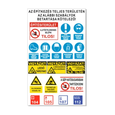 Az építkezés teljes területén az alábbi szabályok betartása kötelező! - műanyag, 600*1000 mm