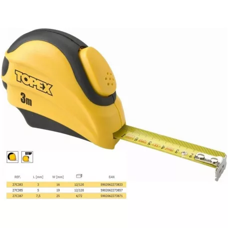 TOPEX Mérőszalag 27C387 7,5 m/25 mm