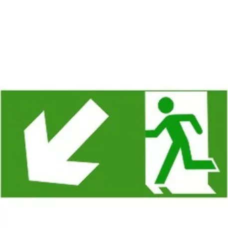 Menekül lépcsőn balra le - utánvilágító öntapadó, 200*100 mm