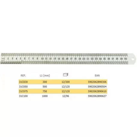TOPEX Acélvonalzó 31C075 75 cm Rozsdamentes