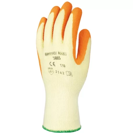 Mártott Narancs Latex Kesztyű, Sárga Kézhát,Csúszásálló(8)