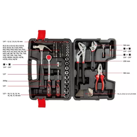 Szerszámkészlet Top Tools 38D510 1/4", 1/2" 81 Részes