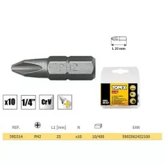 TOPEX Behajtótüske 39D314 PH2/10 db
