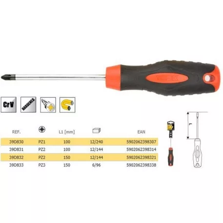TOPEX Csavarhúzó 39D833 PZ3x150 mm