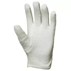   Pamutkesztyű, Fehér, Varrott, Tenyerén PVC pöttyözött (7)
