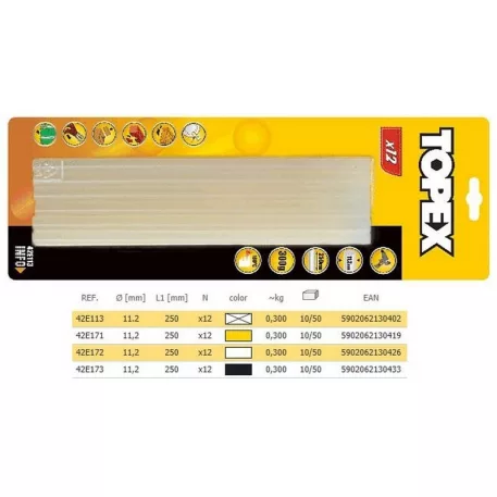 TOPEX Ragasztópatron 42E171 12 db Sárga