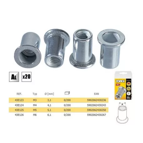 TOPEX Anyaszegecs 43E124 M4 /20 db