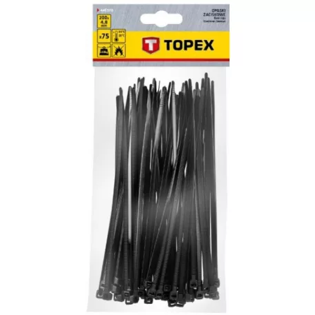TOPEX Kábelkötegelő 44E978 4,8x200 mm/75 db Fekete