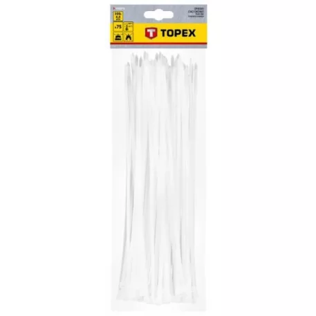 TOPEX Kábelkötegelő 44E979 4,8x300 mm/75 db Fehér