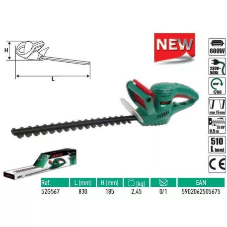 Sövényvágógép Verto 52G567 600W, 450 mm