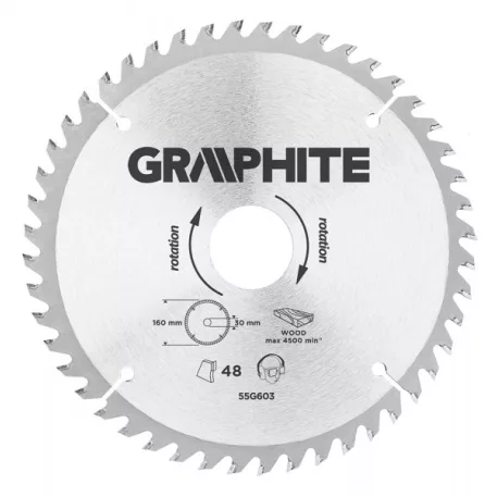 KÖRFŰRÉSZLAP GRAPHITE 55H603 160X30 Z 48 KEMÉNYFÉM