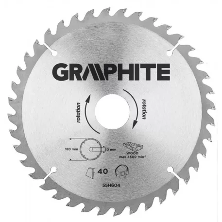KÖRFŰRÉSZLAP GRAPHITE 55H604 180X30 Z 40 KEMÉNYFÉM
