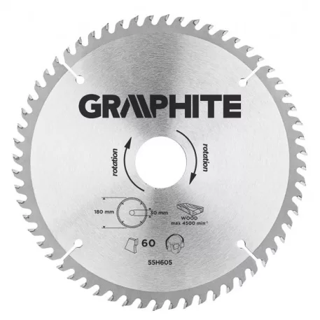 KÖRFŰRÉSZLAP GRAPHITE 55H605 180X30 Z 60 KEMÉNYFÉM