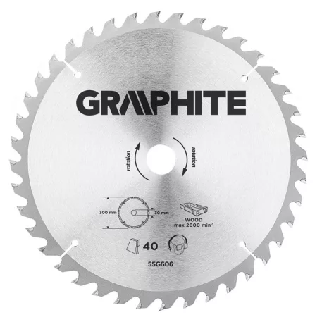 KÖRFŰRÉSZLAP GRAPHITE 55H606 300X30 Z 40 KEMÉNYFÉM
