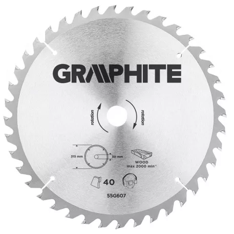 KÖRFŰRÉSZLAP GRAPHITE 55H607 315X30 Z 40 KEMÉNYFÉM