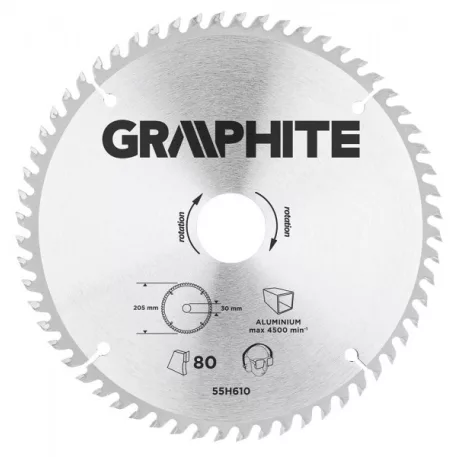 KÖRFŰRÉSZLAP GRAPHITE 55H610 205X30 Z 80 ALU